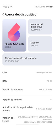 Redmagic 7 18 De Ram 256 De Almacenamiento 