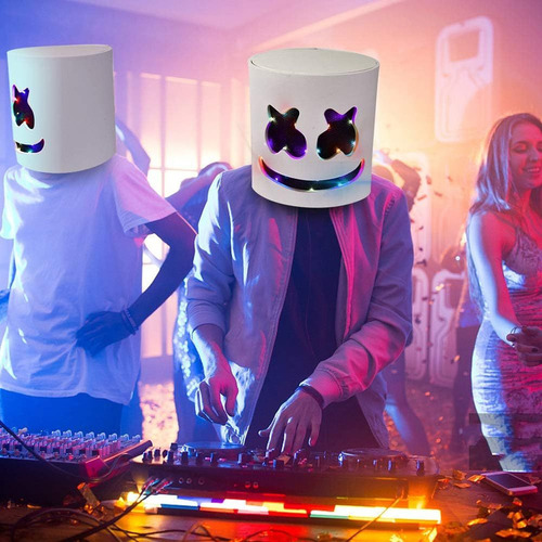 Máscara De Dj Navideña, Luces Led Brillantes Mascarilla