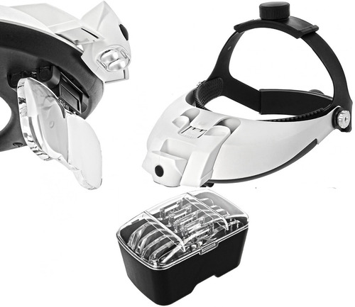 Imagen 5 de 8 de Lupa Visera De Cabeza Con 2 Leds + 5 Lentes Intercambiables