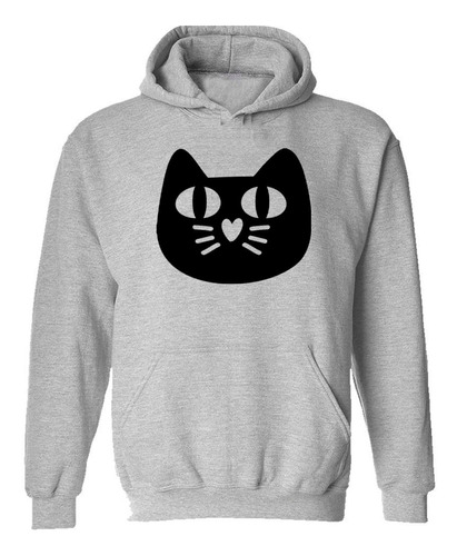 Buzo Canguro Gatito Cara Bigotes Corazon Vector Hoodie