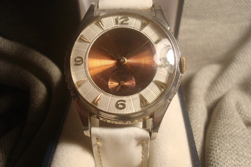 Escultural Reloj Agon De Luxe Art Deco 1950 Impecable! Joya! Blanco Cromado Cobre Metalizado (Usado)