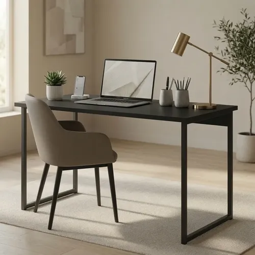Escrivaninha Industrial 120cm  Mesa Estudo Aparador Pés Aço