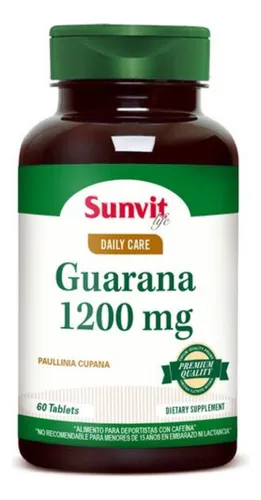 Guarana 1200mg 60 Tabletas Sunvit Life Energia Diaria