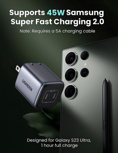 Carga Rápida Doble Puerto Usb C De 45w Ugreen