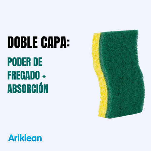 24 Pack Esponja Y Fibra Multiusos Limpieza Doble Cara Verde/amarillo