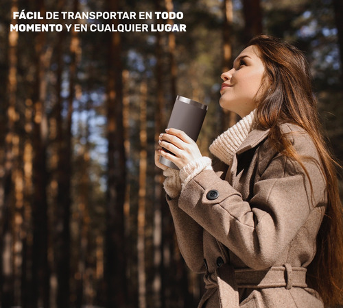 Termo Térmico Para Café De Acero Inoxidable Color Gris