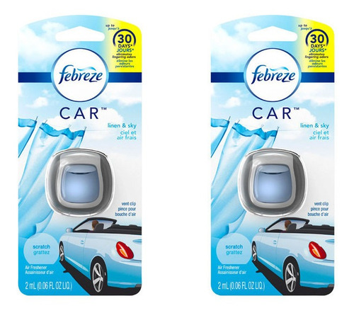 Febreze Car Desodorante Para Auto Linen Y Sky 2 Un X2 Ml