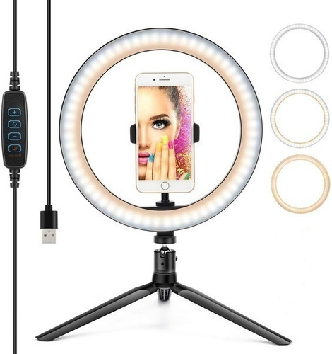 Ring Light 10 26cm Iluminação Profissional Led Selfie Tripé