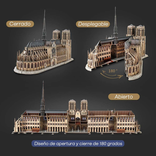 Imagen 2 de 2 de Puzzle 3d Cubicfun Notre Dame De Paris De Lujo 293 Piezas