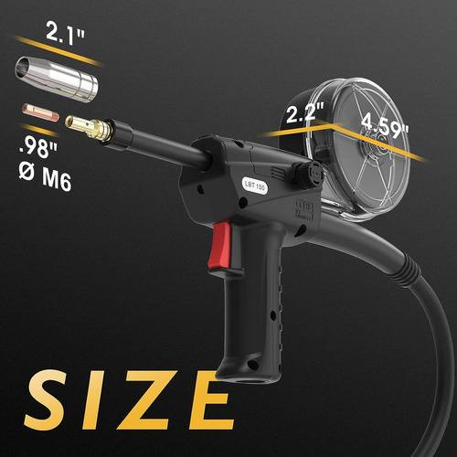 Tooliom Spool Gun 150a Soldadura Mig Aluminio Conexión Eu...