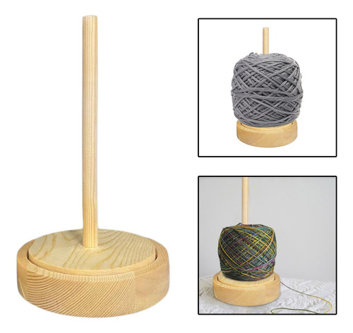 Soporte De Carrete De Hilo Giratorio De Madera Multiusos