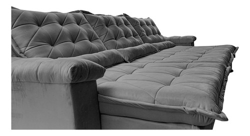 Sofá Retrátil 3,55m Cama Inbox Big Fresh. Com Softgel d40 Cor Cinza