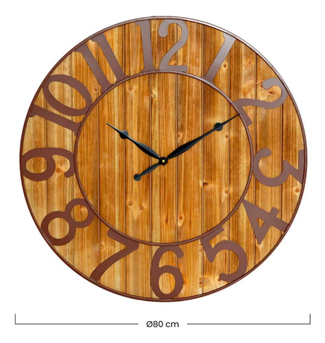 Reloj De Pared San Joaquin Decoracion Hierro Y Madera Ø80cm