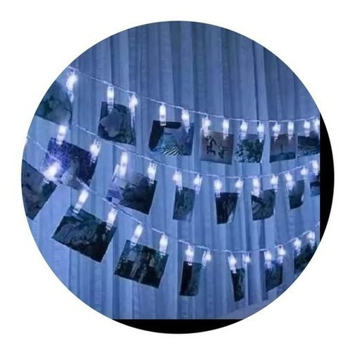 Guirnalda Tira 10 Broches Luces Led Fria X 2 M Navidad