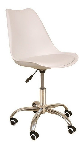 Silla Eames Para Oficina - Blanca Con Ruedas De Escritorio