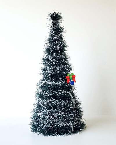 Imagen 4 de 6 de Arbolito Arbol Navidad Lameta Con Luz Led A Pila 38cm