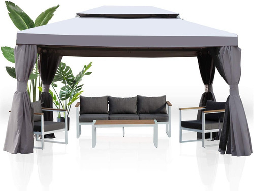 Gazebo Con Mosquiteras Marca Grand Patio Color Gris