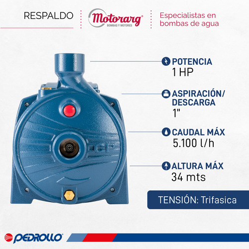 Bomba Centrifuga Trifasica Pedrollo Cp158 1 Hp