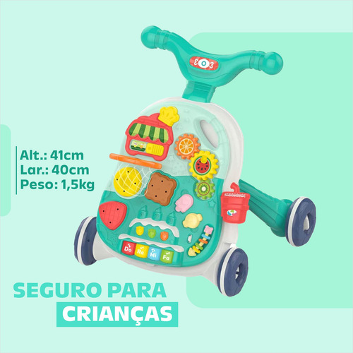 Andador Para Bebê Compacto 2 Em 1 Com Cesta E Com Brinquedos