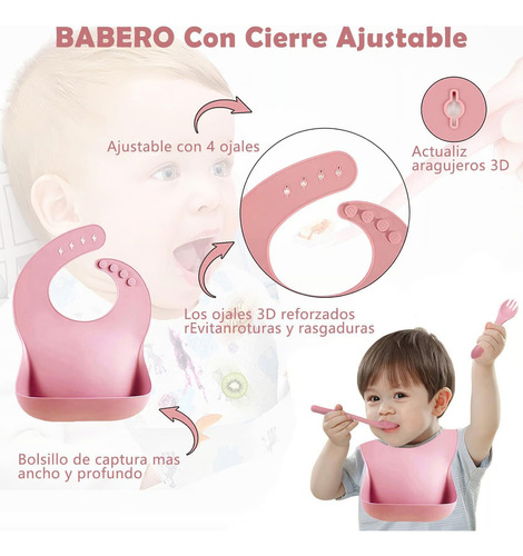 Set 10pcs Alimentación Silicona Dividida Con Ventosa Bebés