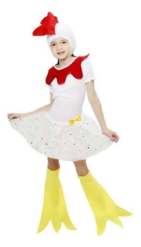 Disfraz De Primavera Vestido De Gallina Con Accesorios Infantil Niña