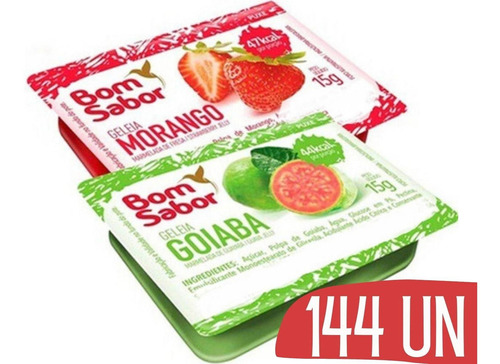 Caixa De Geléia Bom Sabor Morango/goiaba 15g Com 144 Sachês