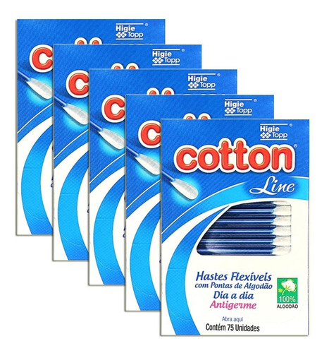 Cotonete Cotton Line 75 Unid. 100% Algodão