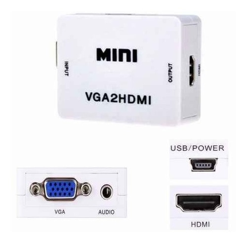 Adaptador Vga2hdmi De Vga A Hdmi Audio Mini Fhd 1080p 