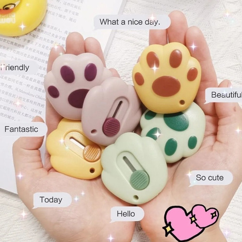 Imagen 4 de 5 de Pack 3 Mini Corta Cartón Cuchillo Cartonero Cute Cat's Uña