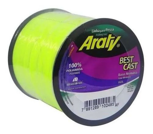 Araty Best Cast Line, 1/4 libras, amarillo, 0,60 mm, 100 g, 330 m