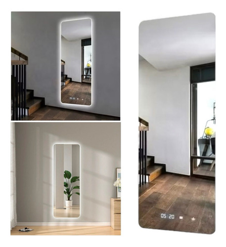 Espejo Touch Cuerpo Completo Con Luz Led Anti-fog Hora Baño 140x50cm