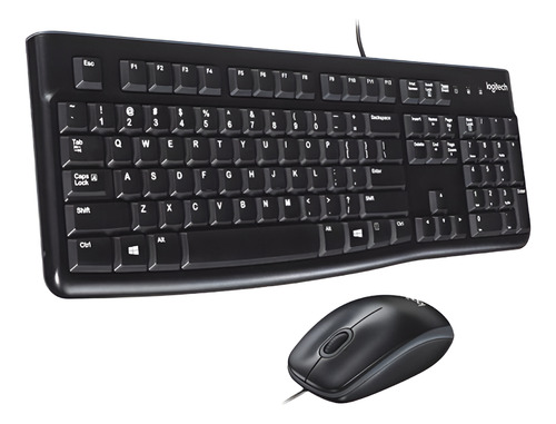 Kit Teclado E Mouse Com Fio Logitech Mk120 Usb Preto Preto