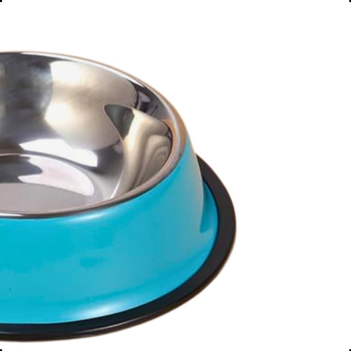 Pote Tigela Comedouro Inox Cão Cachorro 22cm 400ml Azul 2un