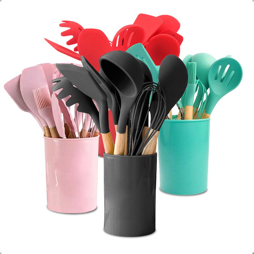Para Oot Kit 12 Utensílios De Cozinha Em Silicone E Cabo De