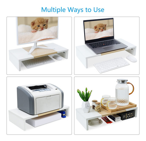 Soporte Para Monitor Teamix Wood Con Almacenamiento De 20 Pu