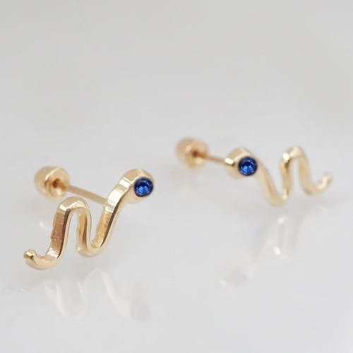 Amor Eterno - Broqueles Serpiente Vibora / Aretes / Oro 10k