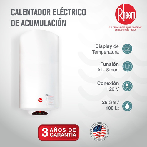 Calentador De Acumulación Eléctrico 100 Litros 110v Rheem