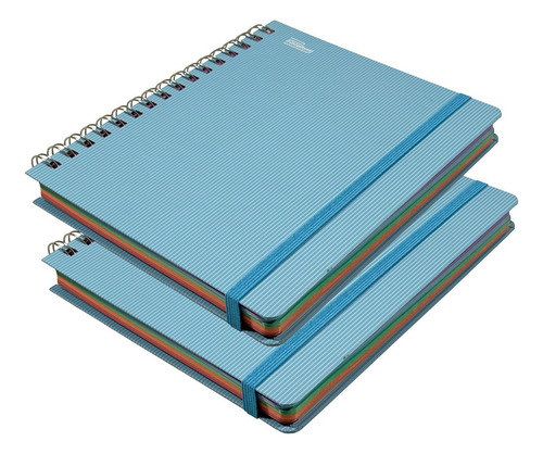Cuaderno Forma Francesa Universitario Pastel 200h Pd 2 Pzas Color Cielo - cuadro chico y cuadro grande