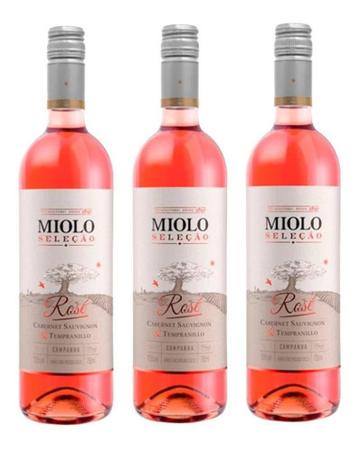 Imagem 2 de 3 de Kit 03 Vinhos Miolo Seleção Rose 750ml
