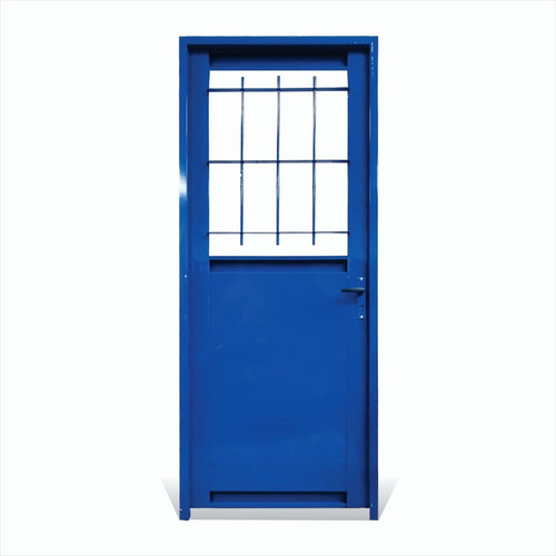 Puerta Exterior De Chapa Simple Liviana Color Azul