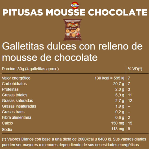 Imagen 2 de 6 de Galletitas Pitusas Mousse De Chocolate Mini Galletas Dulces