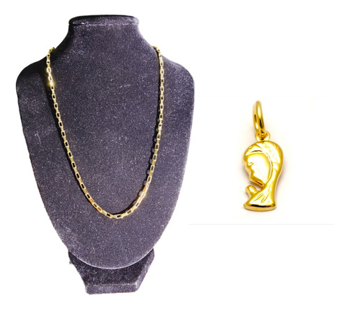 Conjunto Oro 18 Kilates Veneciana 50cmx3 + Virgen Niña Dije