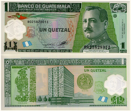 Billete De Guatemala 1 Quetzal Polímero Nvo Sin Circular2011