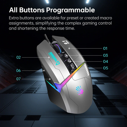 Bloody W60max Wired Rgb Fps Gaming Mouse, Cpi, Todos Los Bot