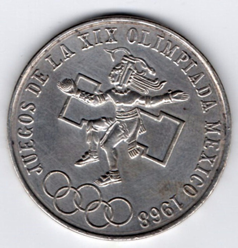 Moneda  México Plata Veinticinco Pesos Olímpica 1968 P14a