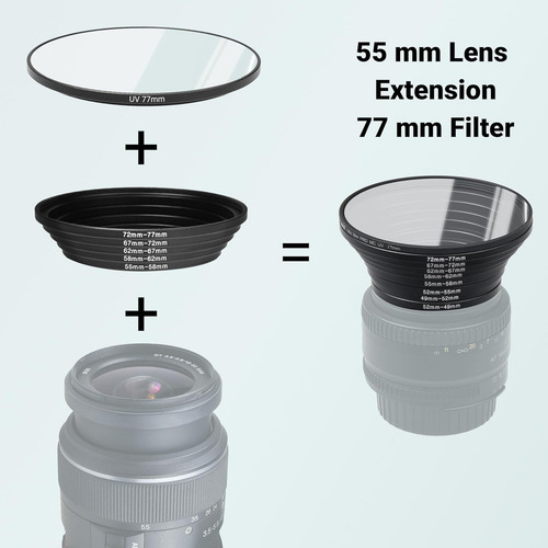 Adaptador Anillo Filtro 9 Piezas 37mm A 82mm Dslr Lentes