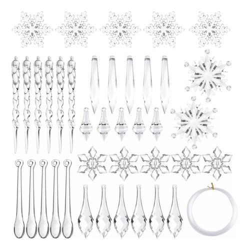 85 Piezas De Adornos De Copos De Nieve Acrílicos For Decora