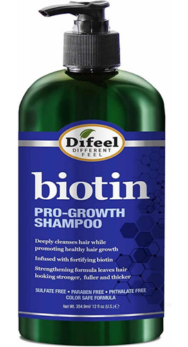 Shampoo Difeel De Biotin 355ml Para Estimular Crecimiento