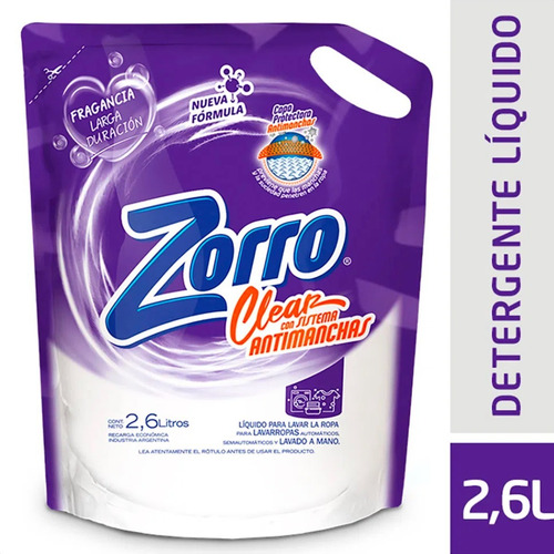 Imagen 2 de 5 de Jabon Liquido Zorro Clear Antimanchas - Mejor Precio