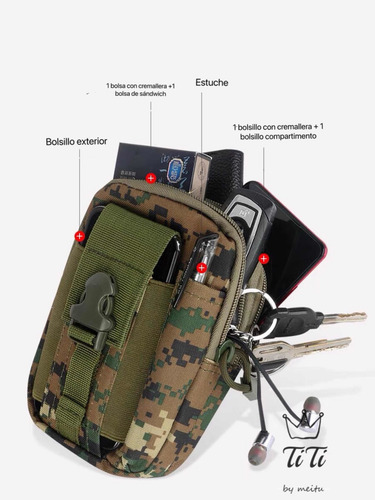 Imagen 6 de 10 de Bolsa Táctica Militar Para Celular Cámara Multiusos Cruzada